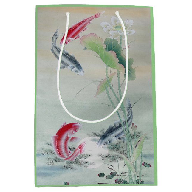 Koi Fish mit Lotus Mittlere Geschenktüte (Vorderseite)
