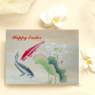 Koi Fish mit Lotus Postkarte