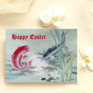 Koi Fish mit Lotus Postkarte