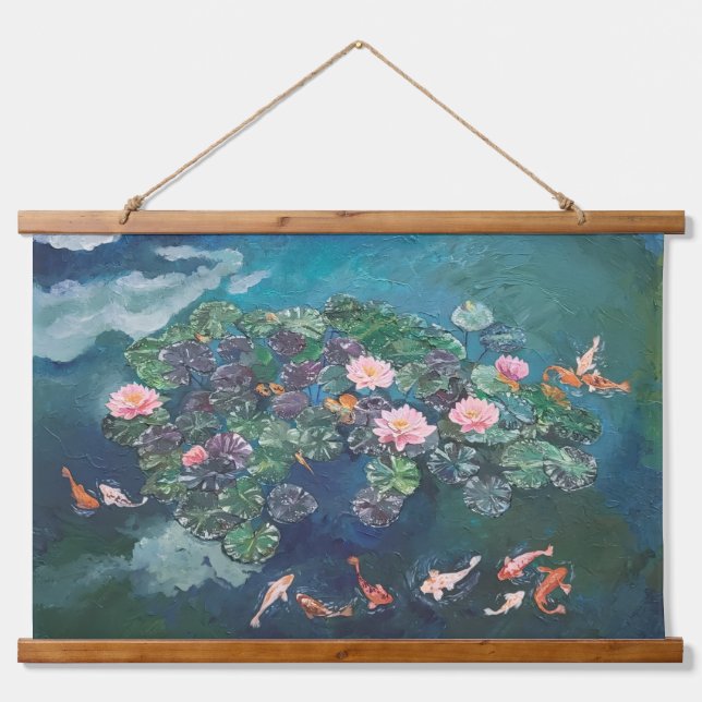 Koi Fish Nénuphars peinture Tapisserie (Devant)