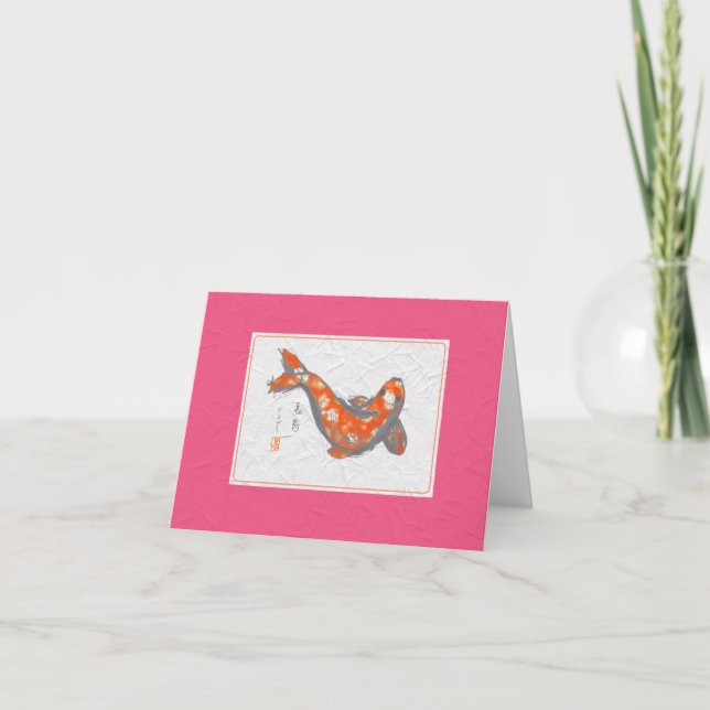 KOI Fish on PINK Note Card Karte (Vorderseite)