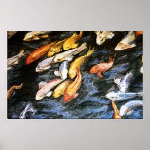 Koi Fish Pond Art Malerei Poster Print