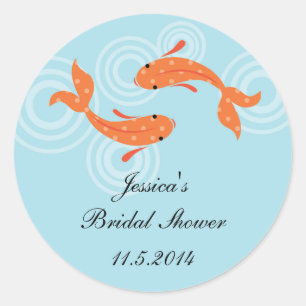 Koi Fish Pond Favor Sticker