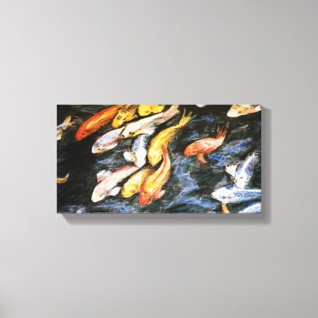Koi Fish Pond Painting Canvas Print (klein) Leinwanddruck (Vorderseite)