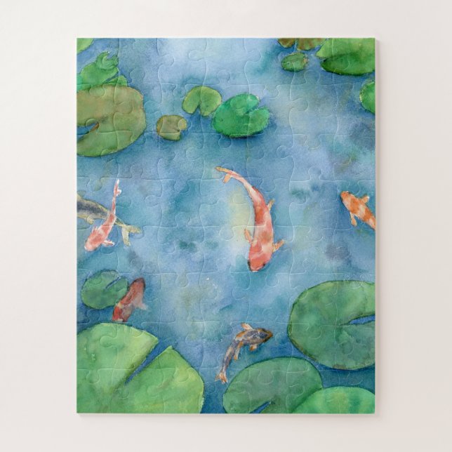 Koi Fish Pond watercolor (Vertikal)