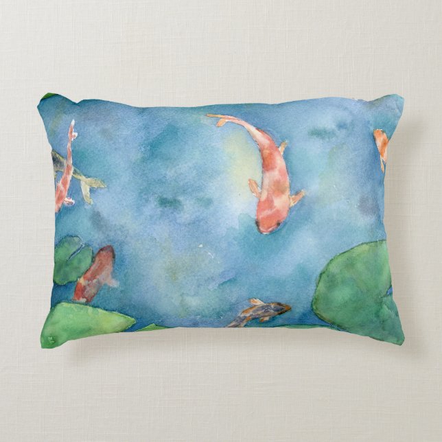 Koi Fish Pond watercolor Dekokissen (Vorderseite)