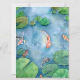 Koi Fish Pond watercolor Feiertagskarte