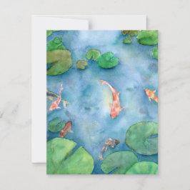 Koi Fish Pond watercolor Feiertagskarte