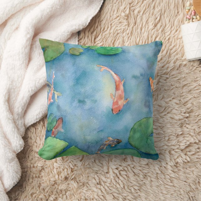 Koi Fish Pond watercolor Kissen (Decke)
