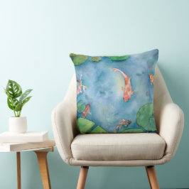 Koi Fish Pond watercolor Kissen
