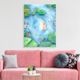 Koi Fish Pond watercolor Leinwanddruck