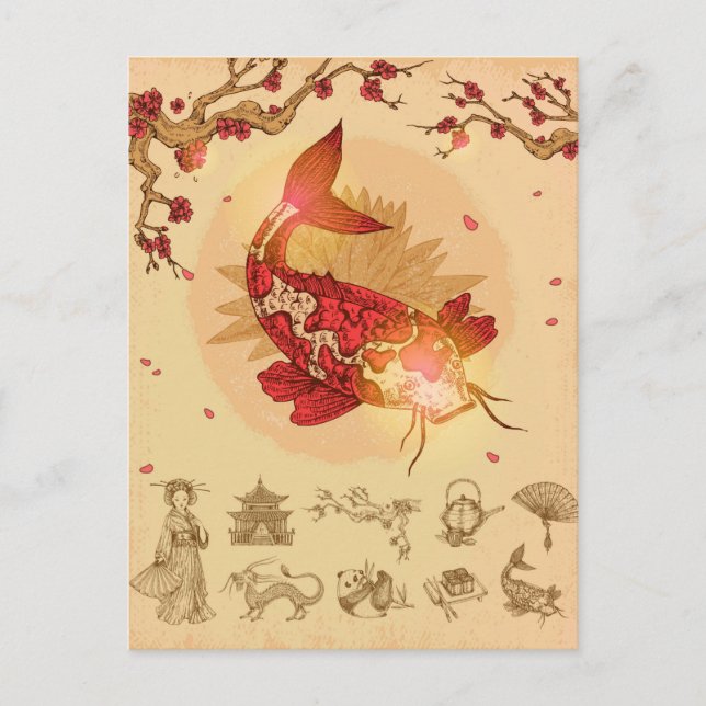 Koi Fish Postkarte (Vorderseite)