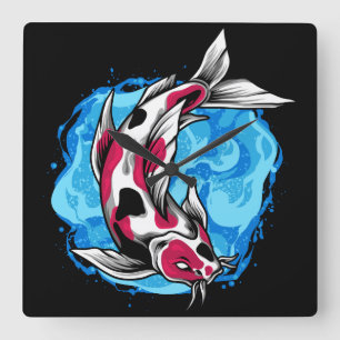 Koi Fish Quadratische Wanduhr