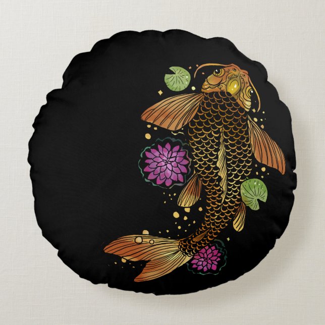 Koi Fish Rundes Kissen (Vorderseite)