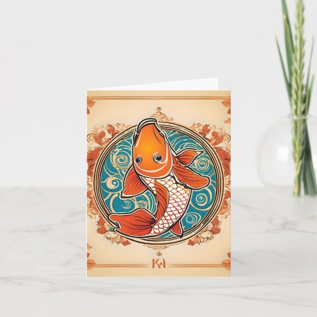 Koi Fish Study B Carte de voeux pliée (Devant)