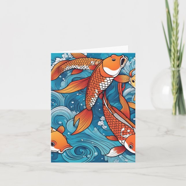 Koi Fish Study G Faltkarte Karte (Vorderseite)