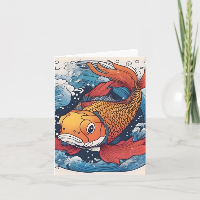 Koi Fish Study J Folded Greeting Card Karte (Vorderseite)