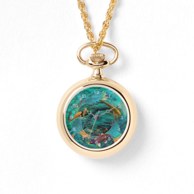 Koi Fish SWIMMING IN FRIEDEN Armbanduhr (Vorderseite)