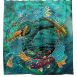 Koi Fish SWIMMING IN FRIEDEN Duschvorhang