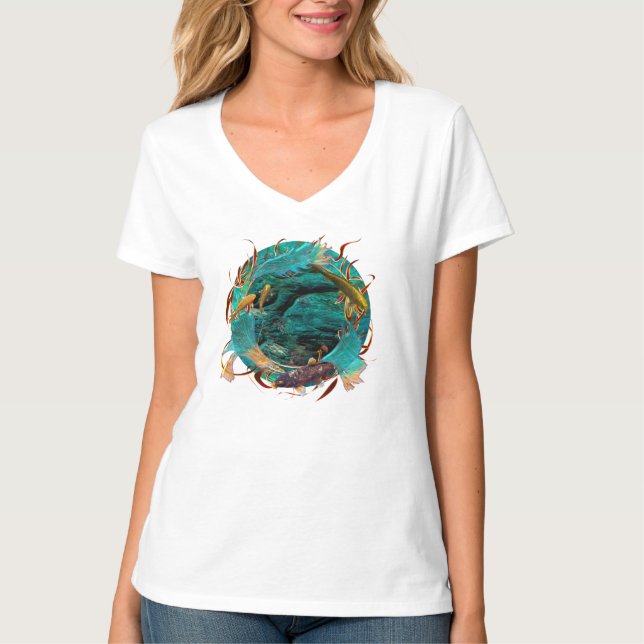 Koi Fish "SWIMMING IN FRIEDEN" T-Shirt (Vorderseite)