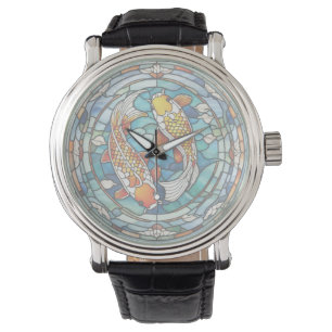 Koi Fish verkettetes Glas Japanisch Asain Fish Uhr