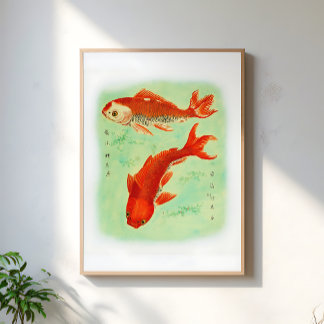 Koi Fish Vintage Japanese Art Poster