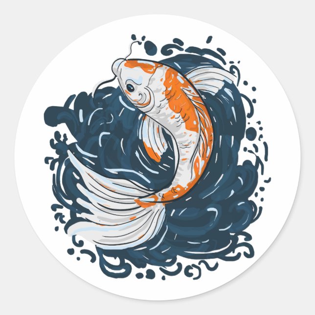 Koi Fish Water Biegemeister Runder Aufkleber (Vorderseite)