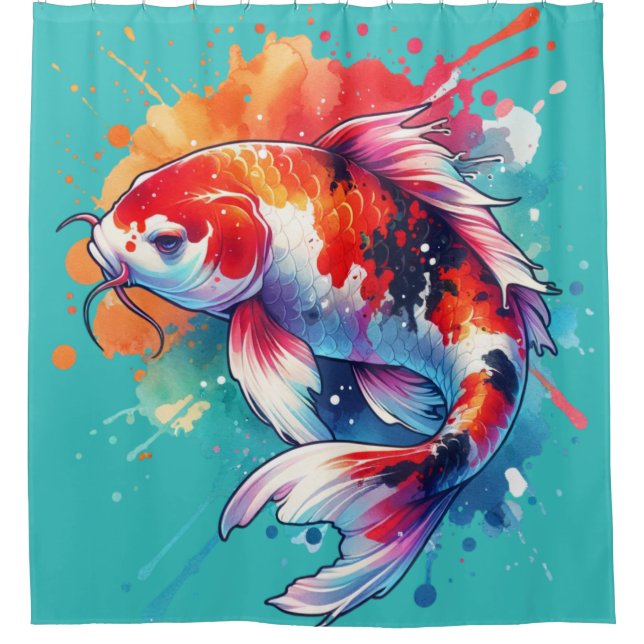 Koi Fish Watercolor Duschvorhang (Vorderseite)