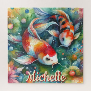 Koi Fish Whimsical Watercolor Personalisiert
