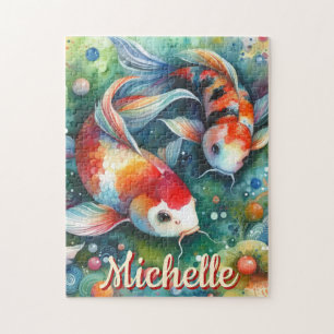 Koi Fish Whimsical Watercolor Personalisiert