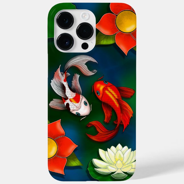 Koi Fish White Lotus Lily Pad Pond Case-Mate iPhone 14 Pro Max Hülle (Rückseite)