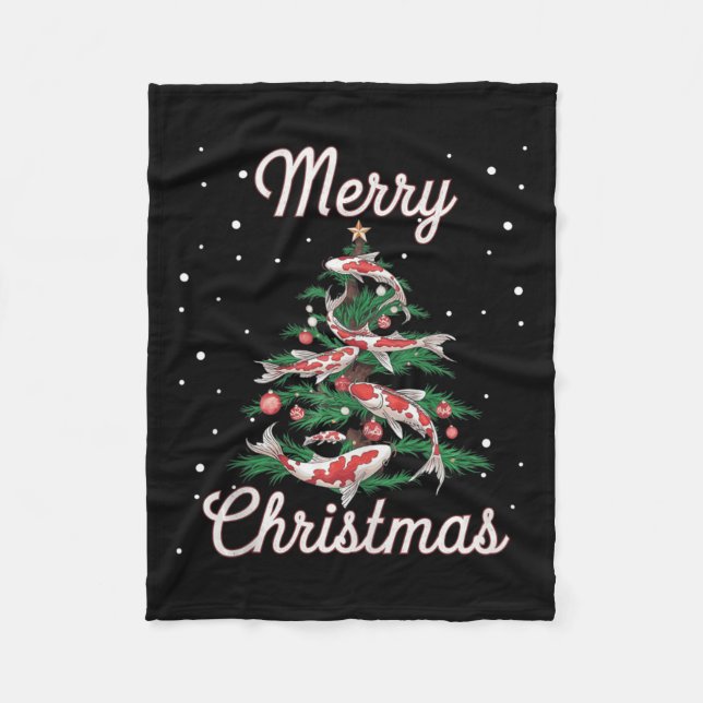 Koi Fish Xmas Tree Koi Carp Weihnachtsbaum Fleecedecke (Vorderseite)