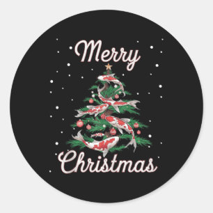 Koi Fish Xmas Tree Koi Carp Weihnachtsbaum Runder Aufkleber