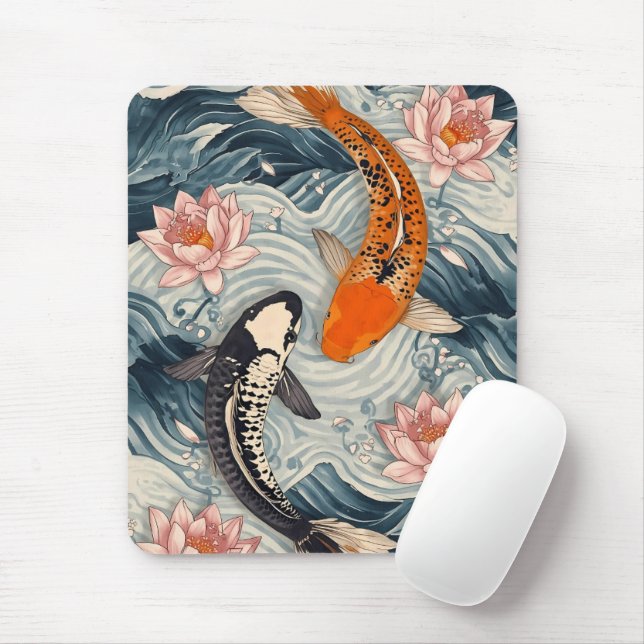 Koi Fish Yang Yang Lotus Art Mousepad (Mit Mouse)