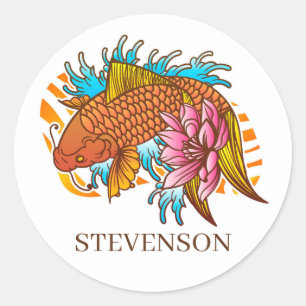 Koi Goldfish Home Sticker Enveloppe Sceau Asiatiqu