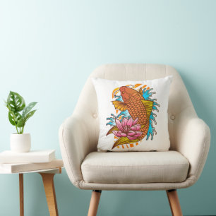 Koi Goldfish Wohngestaltung Throw Pillow asiatisch Kissen