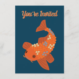 Koi Goldfish Zierfischteich-Party Einladung