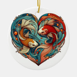 Koi Harmony: Herzgestalterische Weihnachten Keramik Ornament