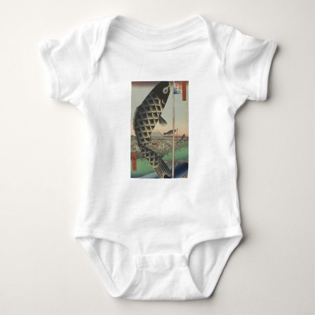 Koi Hiroshige Fish Festival Flag Baby Strampler (Vorderseite)