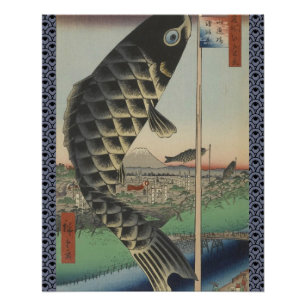 Koi Hiroshige Fish Festival Flag Poster