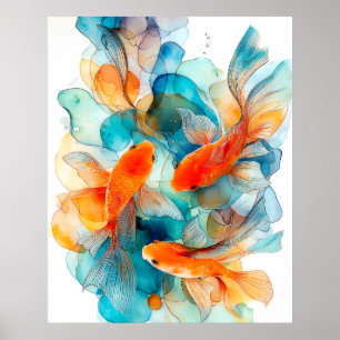 Koi im Fluss Poster