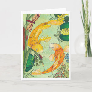 Koi in einem Teich geklappte Blankenkarte von Heat Karte