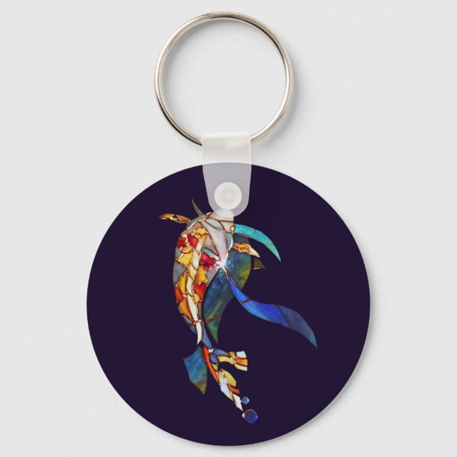 Koi in Space Glass Art Moderner Schlüsselanhänger  (Vorderseite)