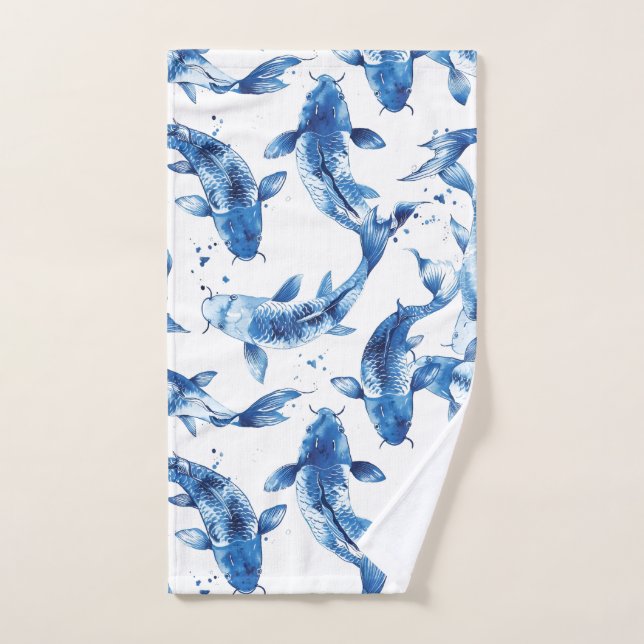 Koi indigo shibori muster handtuch (Handtuch)