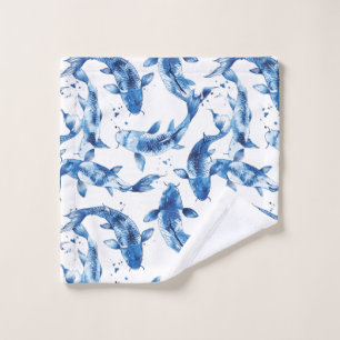 Koi indigo shibori muster waschlappen