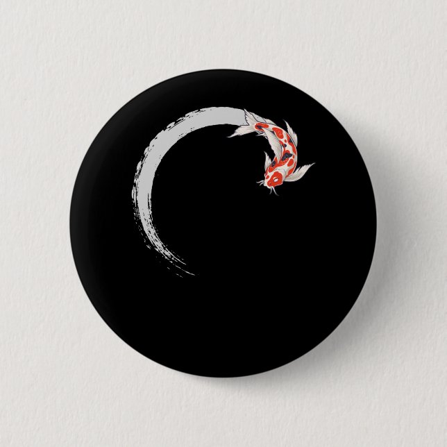 Koi Japanese Enso Circle Carp Fish Button (Vorderseite)