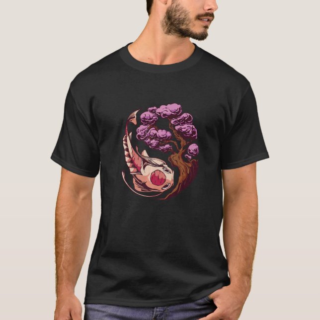 Koi Japanese Koi Carp Sakura Tree Cherry Blossom R T-Shirt (Vorderseite)