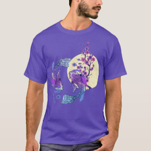 Koi Japanisch Koi Carp Full Moon Yin Yang Cherry B T-Shirt