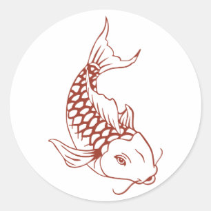 Koi-Kontur Runder Aufkleber