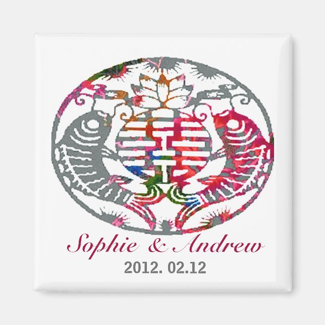 Koi Liebe Double Happiness Oriental Wedding Magnet (Vorne)